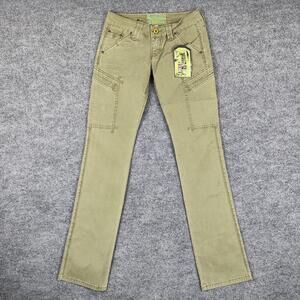Vintage Rebel Cargo Pants Womens 27 Green Twill Straight Leg Utility Pockets